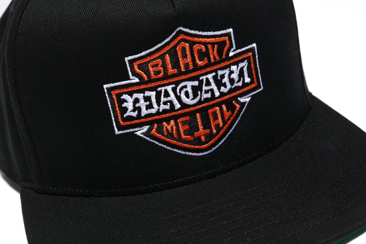 Harley Emblem Embroidered Snapback Hat (Black)