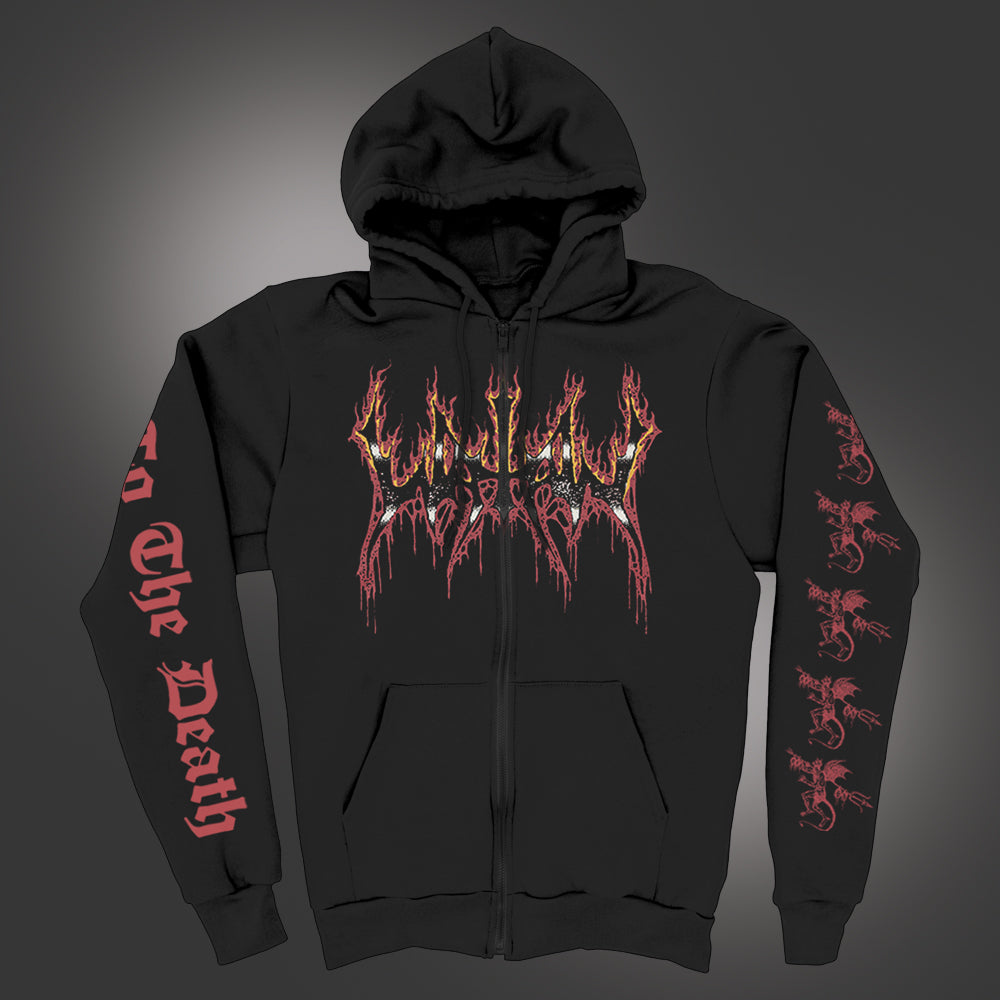 Fire Logo Zip Up Hoodie (Black)