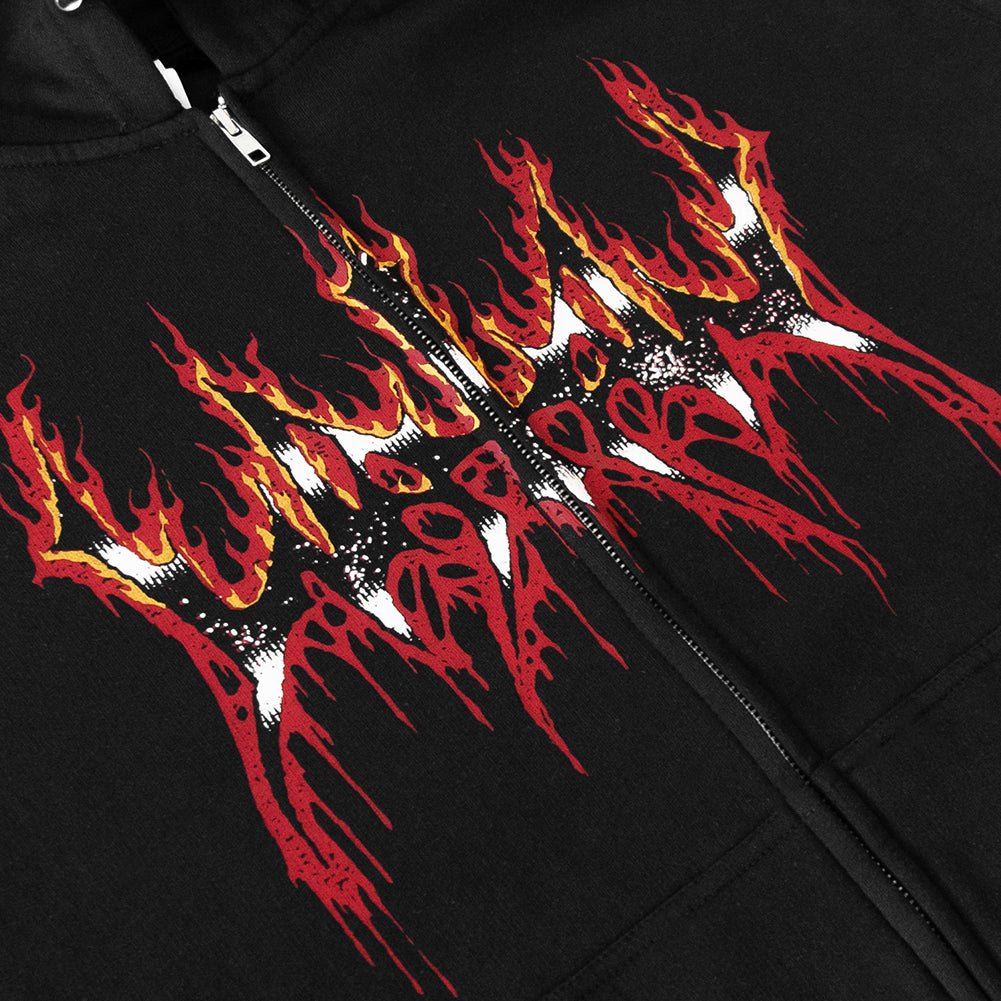 Fire Logo Zip Up Hoodie (Black)